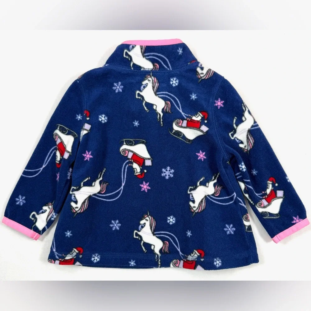 OSHKOSH B’GOSH Baby Girls’ Cozie Santa Unicorn Fleece Quarter Zip Jacket Size 6M